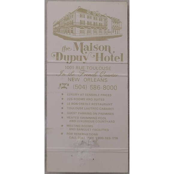 Matchbook Cover Maison Dupuy Hotel New Orleans French Quarter Louisiana LA - Picture 3 of 5